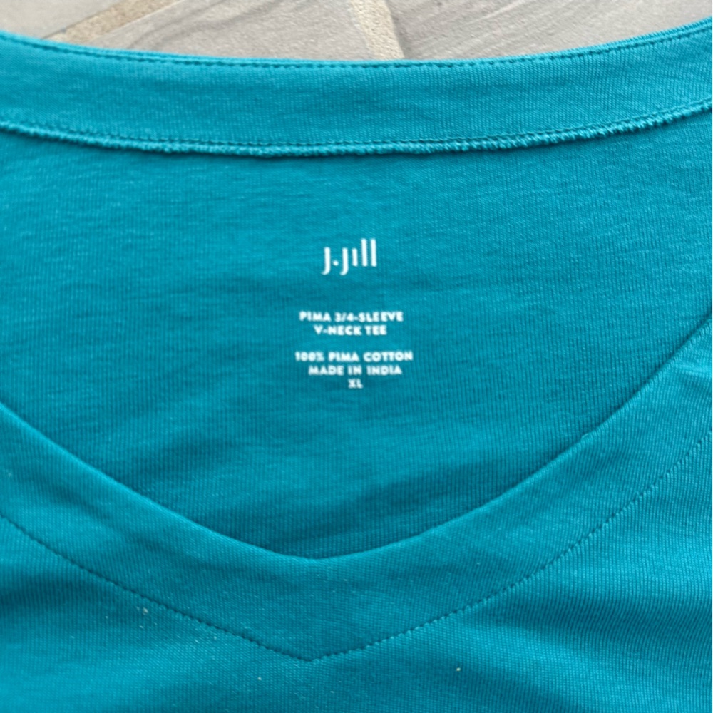 ✨ J. Jill Turquoise V-Neck 3/4 Sleeve Tee XL – Soft Prima Cotton ✨ - Picture 2 of 2